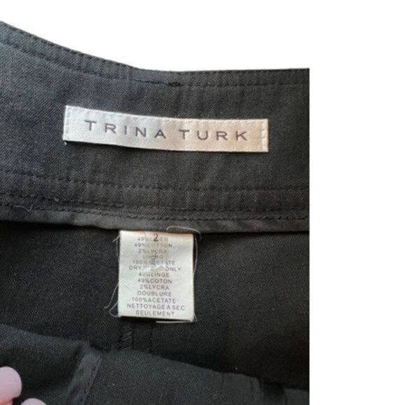 Trina Turk Linen Cotton Blend Cuffed Linen Shorts w/Belt  2 Black - Picture 13 of 15
